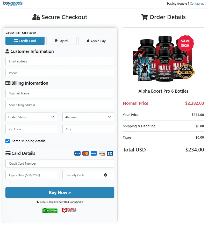 Secure Order Form